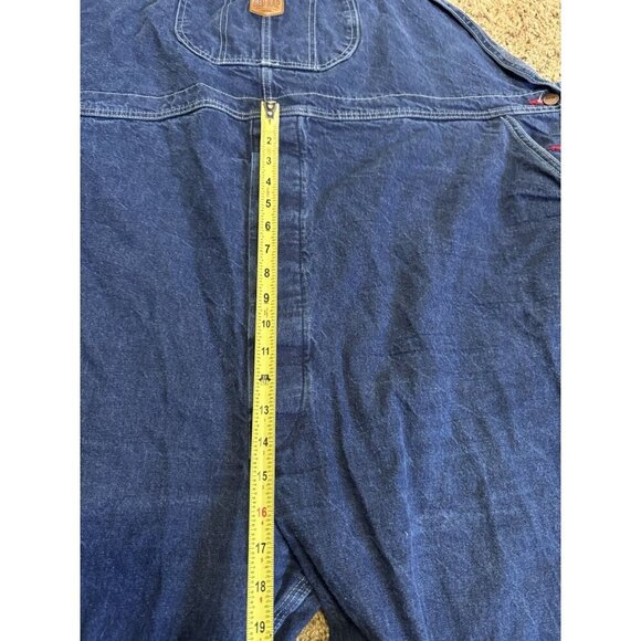 RED KAP Dark Denim Bib Overall Blue Jeans Cotton Carpenter Utility 56x32 - Picture 6 of 7